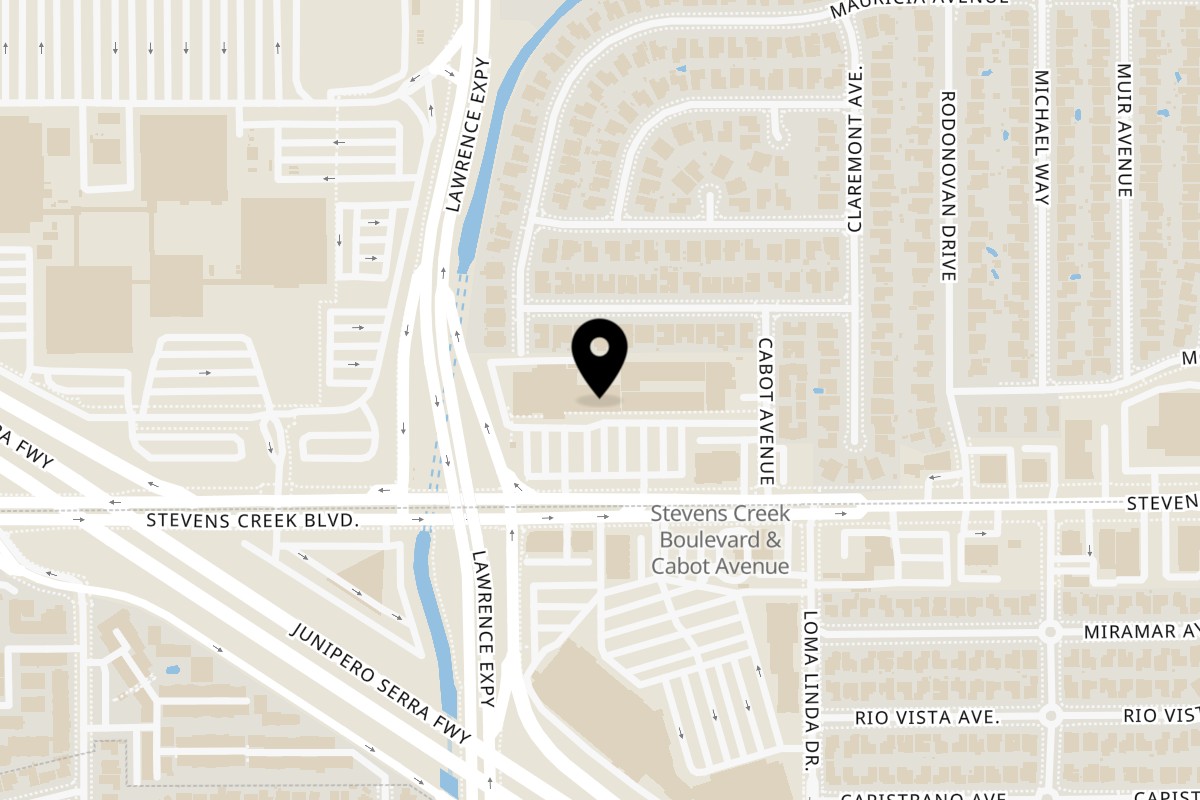 Map showing the location of Freedom Burrito on 5239 Stevens Creek Blvd in Santa Clara